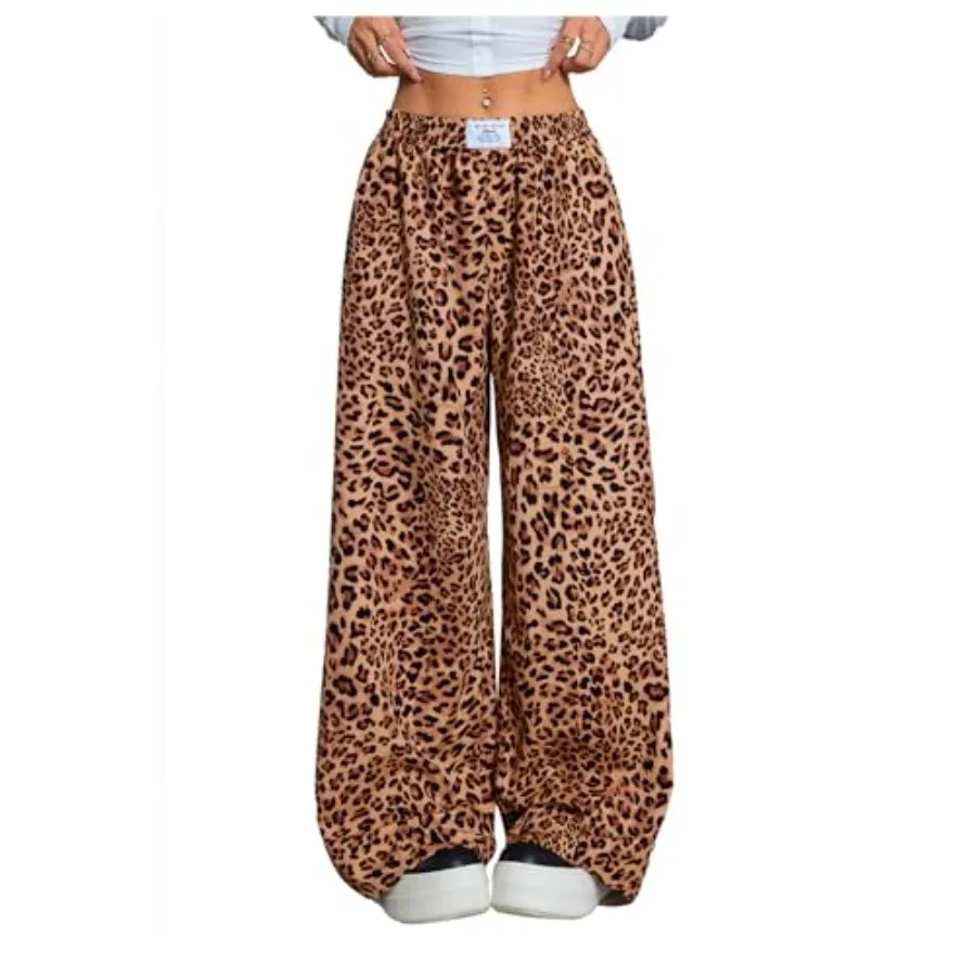 OYOANGLE Women's Leopard Wide Leg Pants Letter Patched Elastic High Waist Cheetah Print Trousers
OYOANGLE Women's Leopard Wide Leg Pants Letter Patched Elastic High Waist Cheetah Print Trousers