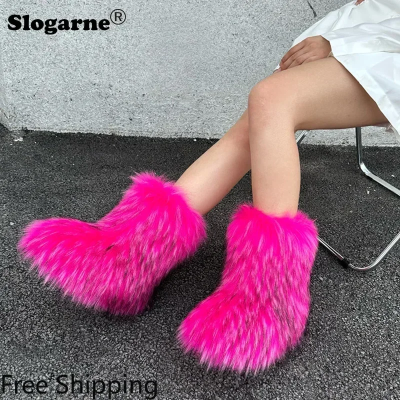 Зимняя обувь, женские зимние пушистые ботинки из искусственного меха енота, новые теплые зимние ботинки для девочек, роскошная обувь, модные меховые ботинки 
Зимняя обувь, женские зимние пушистые ботинки из искусственного меха енота, новые теплые зимние ботинки для девочек, роскошная обувь, модные меховые ботинки