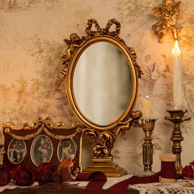 Classic Rococo style golden angel relief mirror desk top high table mirror villa home bedroom shop luxury decorative mirror
Classic Rococo style golden angel relief mirror desk top high table mirror villa home bedroom shop luxury decorative mirror