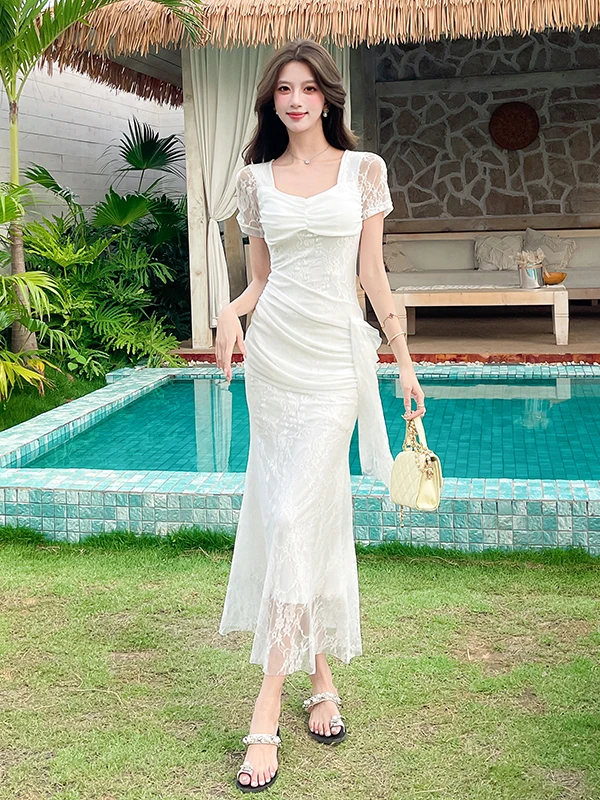 Design Sensual Sexy Lady Style Long Dress Summer New Slimming Lace Dress Women mid Waist Short Sleeve Standard Fit City Commute
Design Sensual Sexy Lady Style Long Dress Summer New Slimming Lace Dress Women mid Waist Short Sleeve Standard Fit City Commute