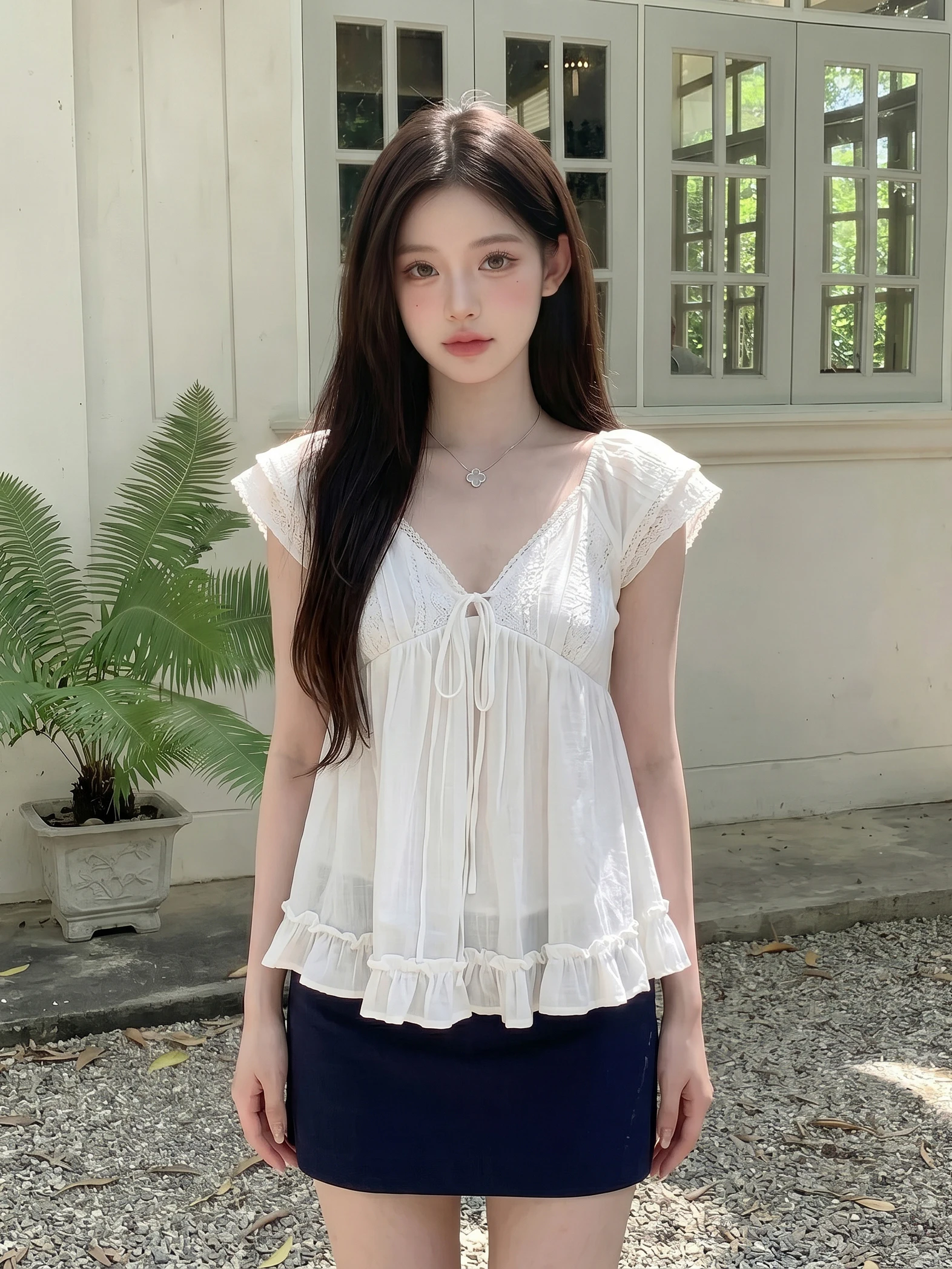 Korean Style V-Neck Lace Splicing Earlet Top Women Summer Design Sensation Gored Skirt Sleeve Doll Shirt Casual Loose Fit
Korean Style V-Neck Lace Splicing Earlet Top Women Summer Design Sensation Gored Skirt Sleeve Doll Shirt Casual Loose Fit