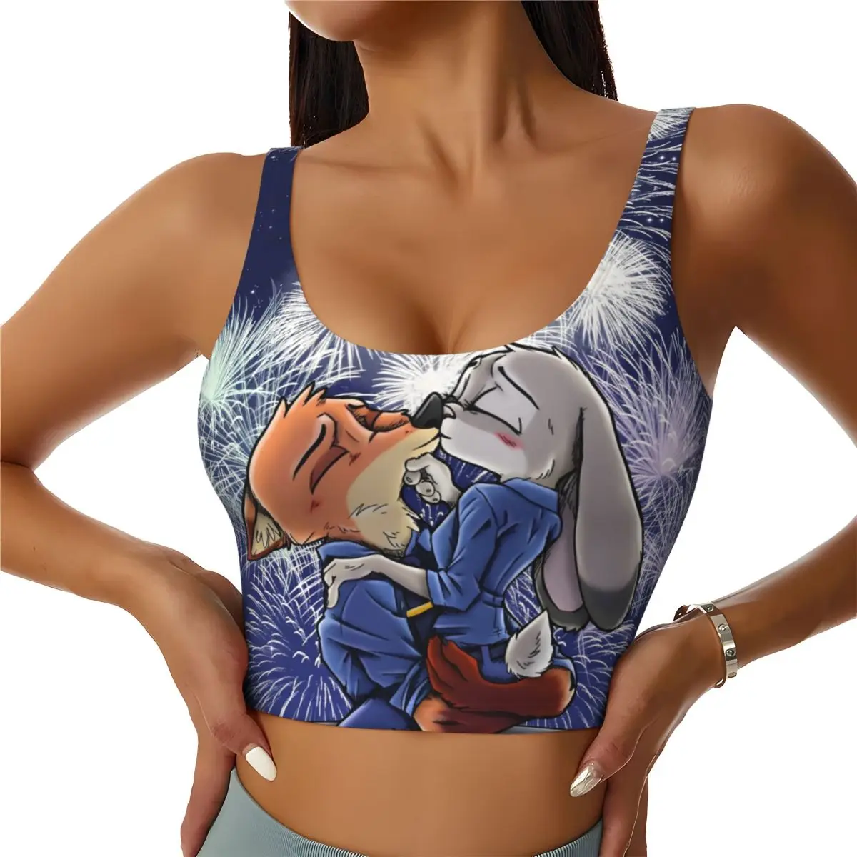 Женский спортивный бюстгальтер Zootopia Judy Nick с милым мультяшным рисунком, ударопрочные укороченные топы для тренировок в тренажерном зале, йоги
Женский спортивный бюстгальтер Zootopia Judy Nick с милым мультяшным рисунком, ударопрочные укороченные топы для тренировок в тренажерном зале, йоги