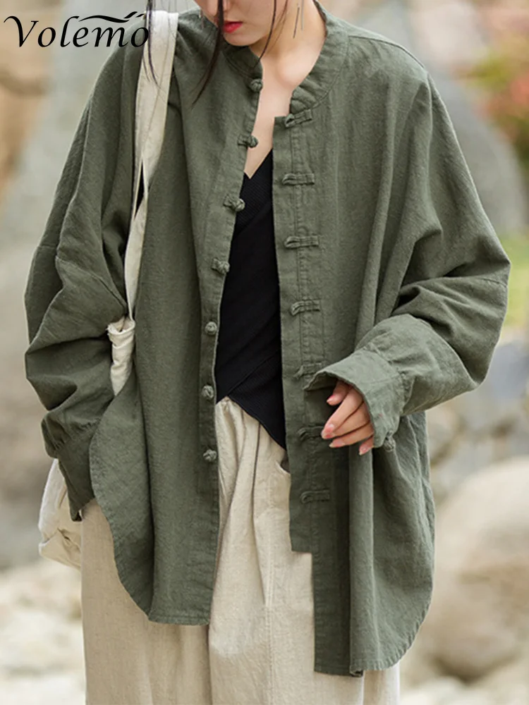 2023 Spring New Solid Color Button Vintage Shirts Women Chinese Style Linen Shirts and Tops Stand Long Sleeve Blouses Volemo
2023 Spring New Solid Color Button Vintage Shirts Women Chinese Style Linen Shirts and Tops Stand Long Sleeve Blouses Volemo