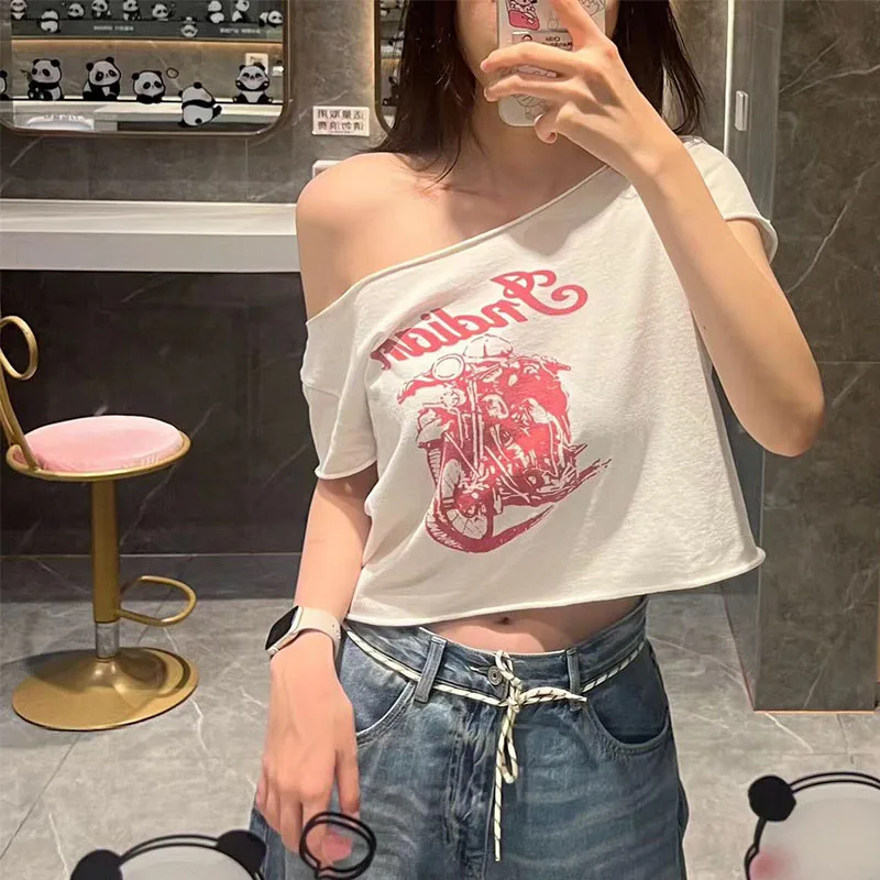 BM Brand New ort Sve Cotton T-irt Women's One-oulder Motorcycle Print Pure Cotton Roll-Up Hem Commute Sle Summer
BM Brand New ort Sve Cotton T-irt Women's One-oulder Motorcycle Print Pure Cotton Roll-Up Hem Commute Sle Summer