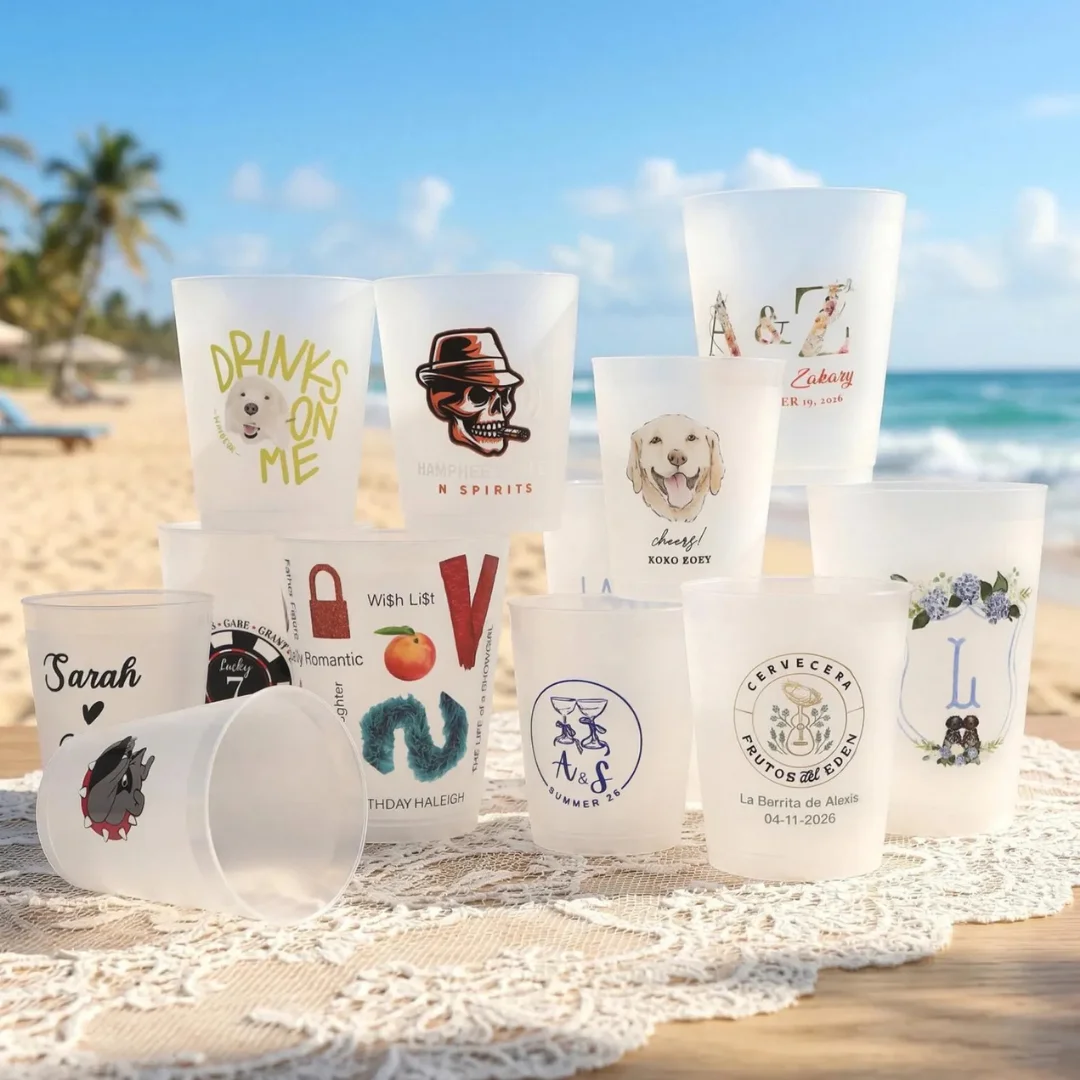 Custom Cups for Wedding with Logo Personalized Frosted Cups Plastic Cups for Engagement Party, Bridal Shower, Party Decor
Custom Cups for Wedding with Logo Personalized Frosted Cups Plastic Cups for Engagement Party, Bridal Shower, Party Decor