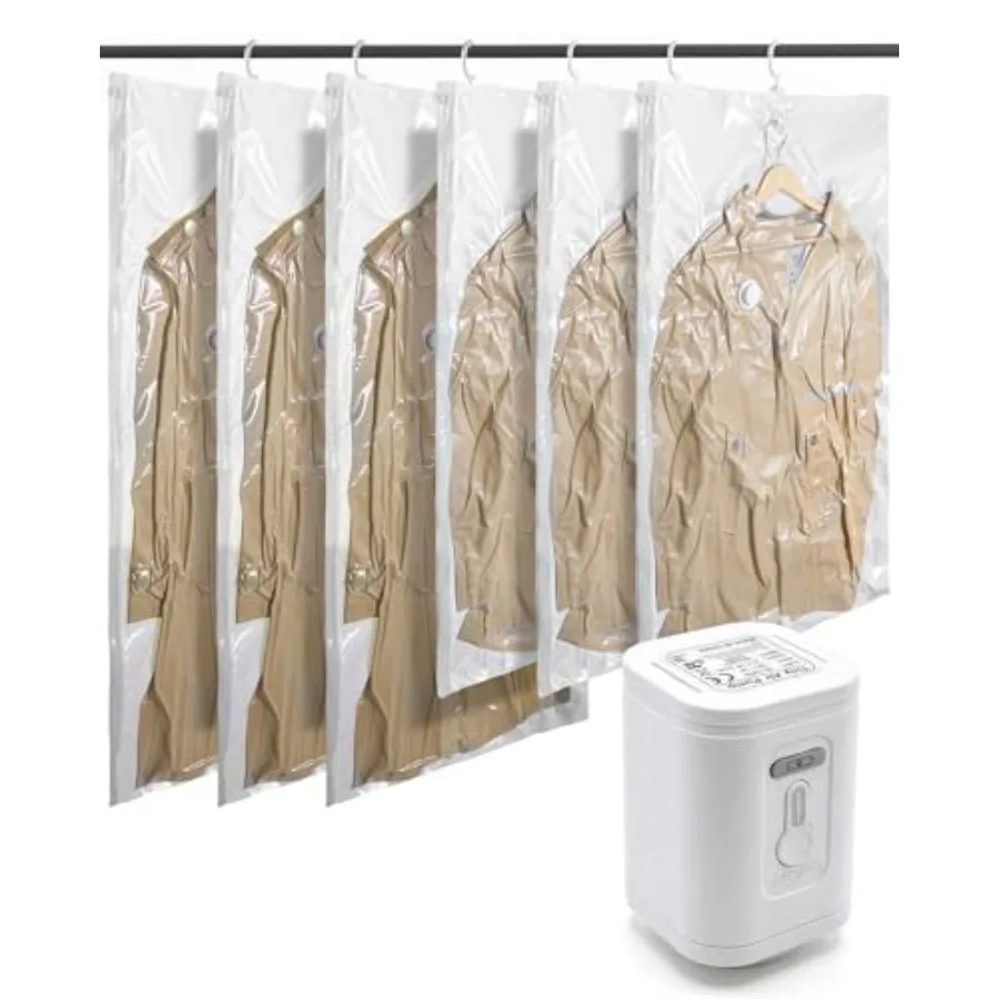 6 Pack Hanging Vacuum Storage Bags for Clothes, Space Saver Bags for Closet Organization, Air-tight Vacuum Sealer Bags for Heav
6 Pack Hanging Vacuum Storage Bags for Clothes, Space Saver Bags for Closet Organization, Air-tight Vacuum Sealer Bags for Heav
