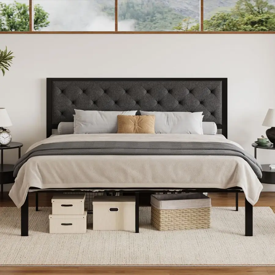 CERLIN King Size Metal Platform Bed Frame,Linen Upholstered Button Tufted Headboard, Mattress Foundation with 12.4 UnderBed Sto
CERLIN King Size Metal Platform Bed Frame,Linen Upholstered Button Tufted Headboard, Mattress Foundation with 12.4 UnderBed Sto
