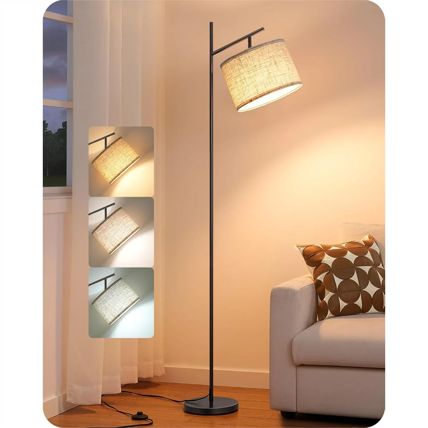 Modern Floor Lamps for Living Room 64.7in Standing Lamp with 3 Color Temperatures LED Bulb Adjustable Linen Shade Foot Pedal Switch Arc Tall Lamp for Bedroom Office Black
Modern Floor Lamps for Living Room 64.7in Standing Lamp with 3 Color Temperatures LED Bulb Adjustable Linen Shade Foot Pedal Switch Arc Tall Lamp for Bedroom Office Black