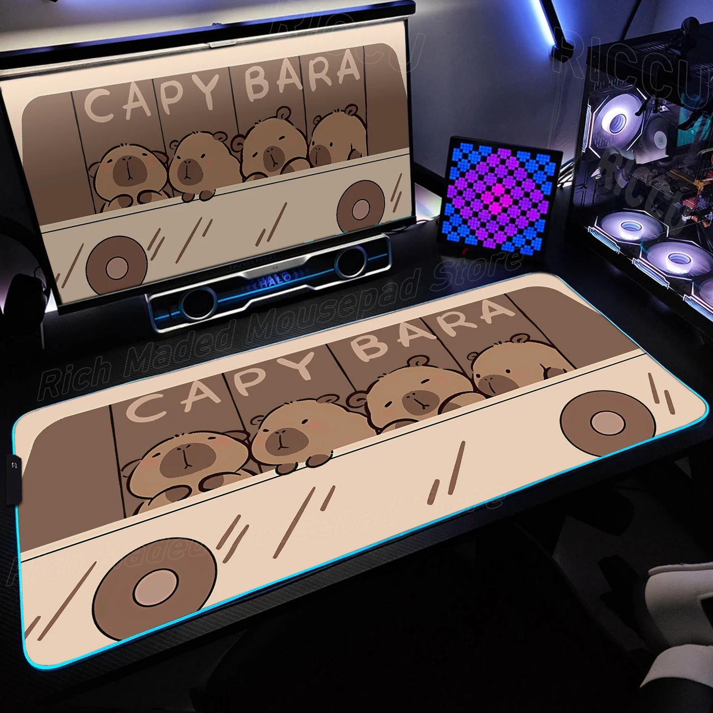 RGB LED Cute Animal Capybara Mouse Pad Large Gaming Desk Mat HD Print Anti-Slip Rubber Base Extended Keyboard PC Accessories Pad
RGB LED Cute Animal Capybara Mouse Pad Large Gaming Desk Mat HD Print Anti-Slip Rubber Base Extended Keyboard PC Accessories Pad