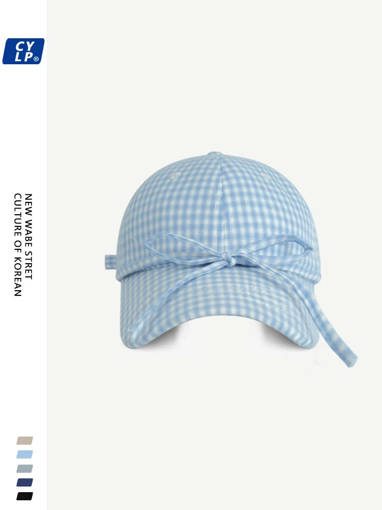 Bow plaid cap women's spring summer new casual visor baseball cap shows small face
Bow plaid cap women's spring summer new casual visor baseball cap shows small face