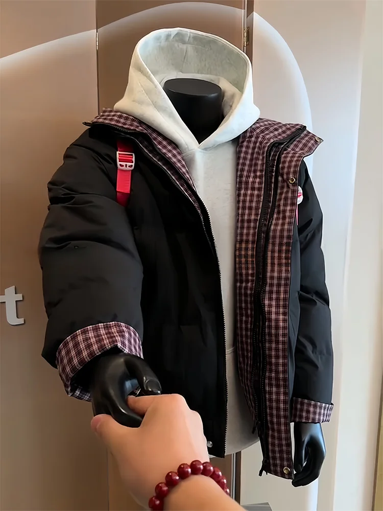 Warmth Men's Quilted Cotton Jaet Winter Anti-Cold Plaid Splicing down Coat Thiened Long Sve Zipper Closure Hoodie Yout...
Warmth Men's Quilted Cotton Jaet Winter Anti-Cold Plaid Splicing down Coat Thiened Long Sve Zipper Closure Hoodie Yout...