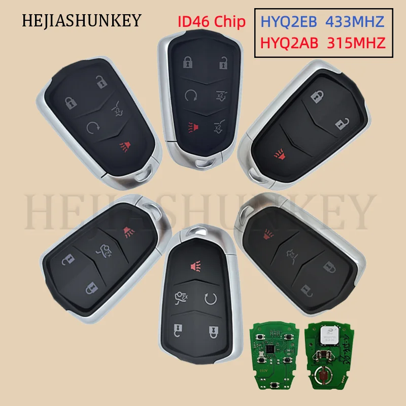 HYQ2AB HYQ2EB 3-6Button Proximity Remote Key 315MHz 433MHz ID46 Chip For Cadillac Escalade ESV XT5 XTS ATS CTS XT4 CT6 2015-2019
HYQ2AB HYQ2EB 3-6Button Proximity Remote Key 315MHz 433MHz ID46 Chip For Cadillac Escalade ESV XT5 XTS ATS CTS XT4 CT6 2015-2019