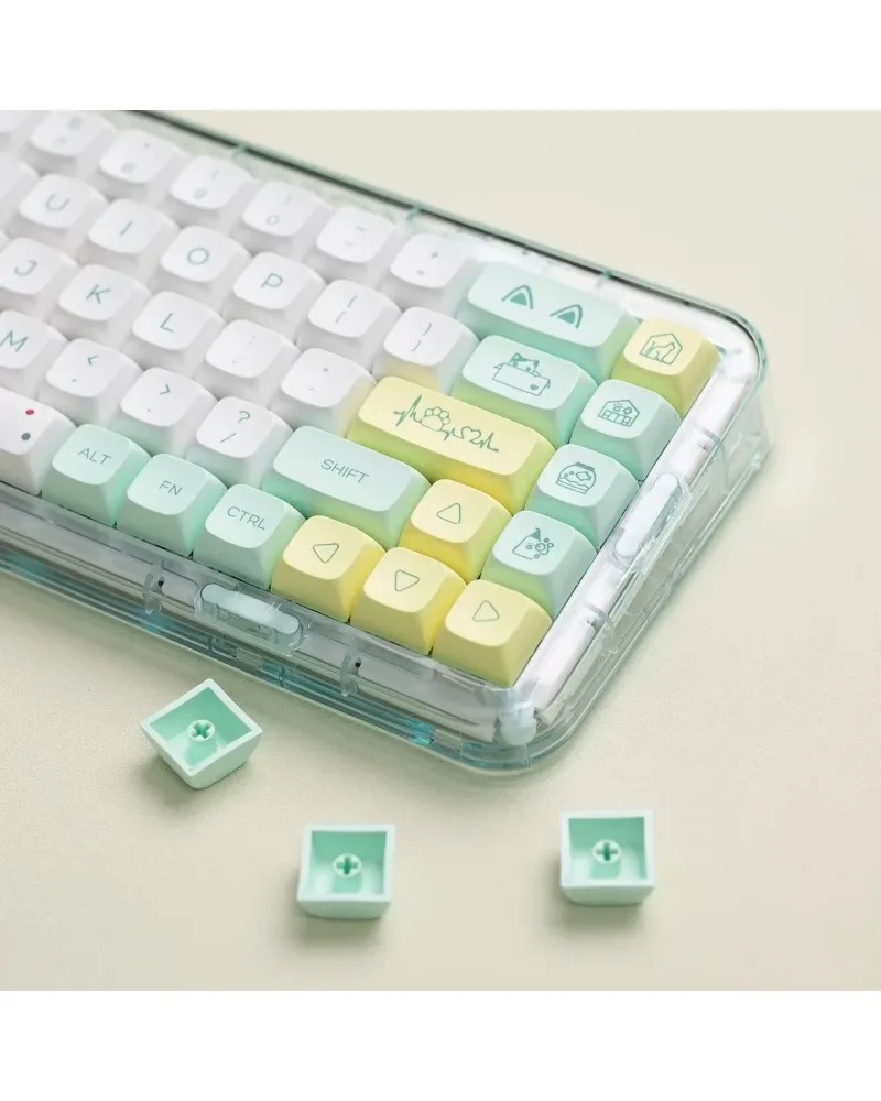 white and light green color block pbt dye sub keycaps full set oem profile for mechanical keyboards
white and light green color block pbt dye sub keycaps full set oem profile for mechanical keyboards