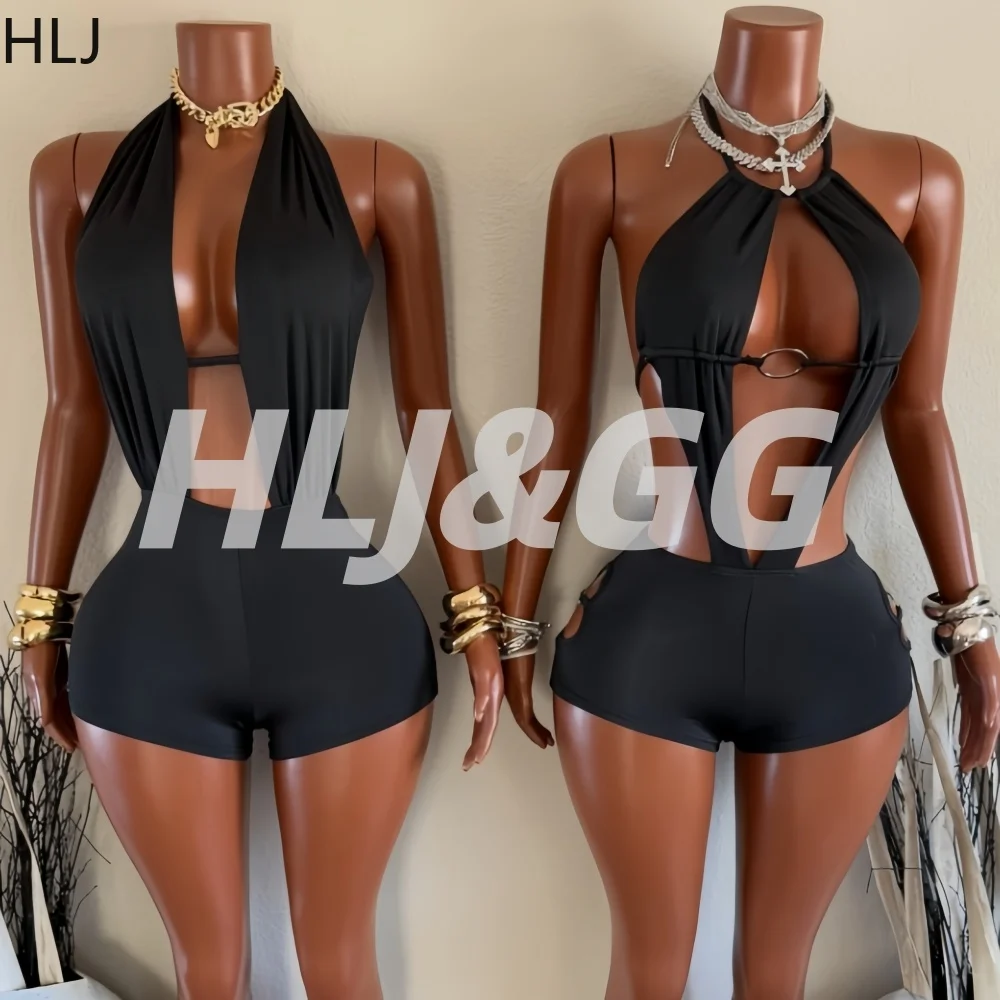 HLJ Sexy Deep V Neck Bodycon Romper for Women Black Halter Sleeveless Backless Shorts Jumpsuit Female Club Party Streetwear New
HLJ Sexy Deep V Neck Bodycon Romper for Women Black Halter Sleeveless Backless Shorts Jumpsuit Female Club Party Streetwear New