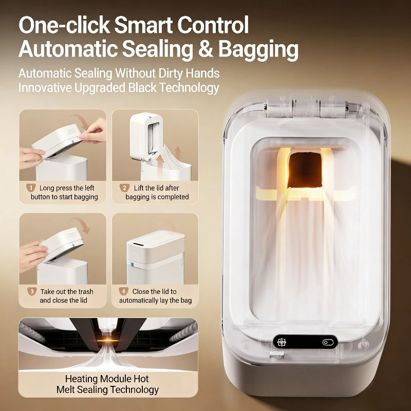 Smart Trash Can with Automatic Packing Garbage Bag Bins Automatic Close Bag Adsorption Wastebasket Kitchen Bathroom Toilet Bin
Smart Trash Can with Automatic Packing Garbage Bag Bins Automatic Close Bag Adsorption Wastebasket Kitchen Bathroom Toilet Bin