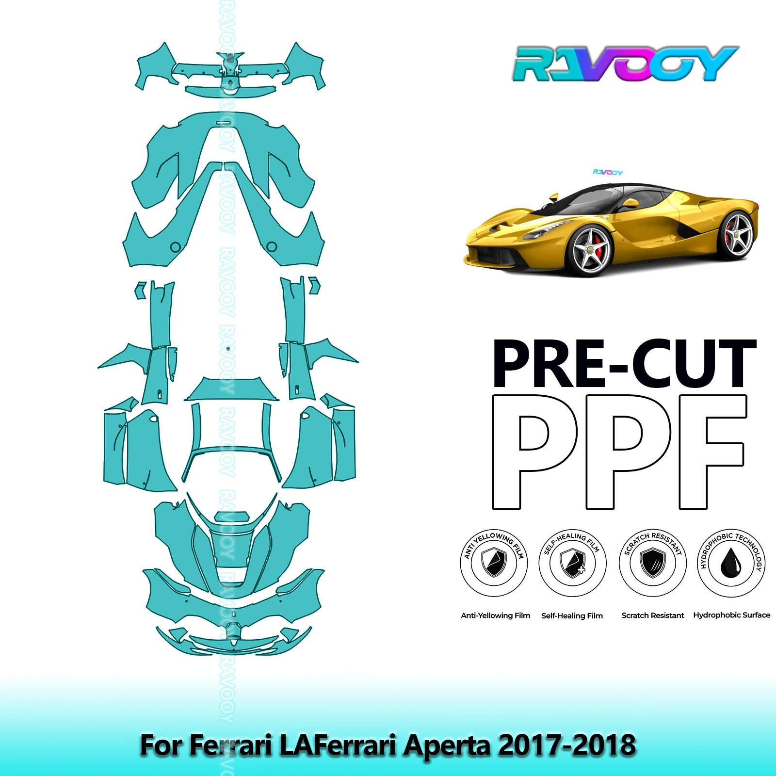 Автомобильная предварительно вырезанная защитная пленка для краски PPF, полный автомобиль для Ferrari LAFerrari Aperta 2017-2018
Автомобильная предварительно вырезанная защитная пленка для краски PPF, полный автомобиль для Ferrari LAFerrari Aperta 2017-2018