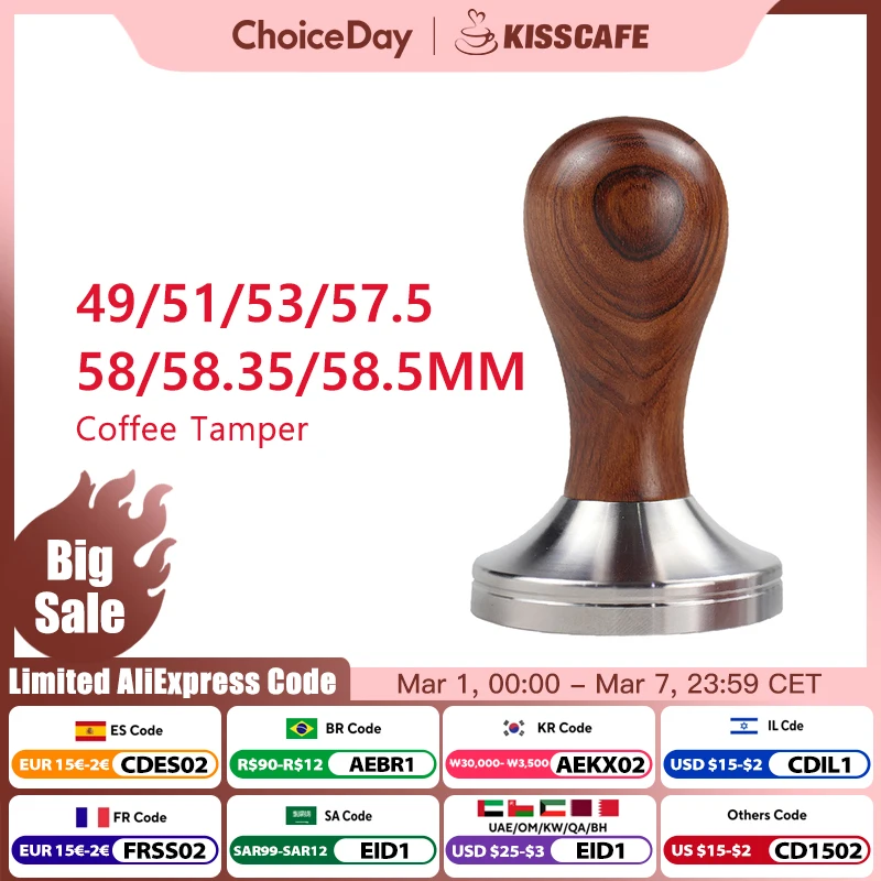 Coffee Tamper 51mm 53mm 58.5mm For Delonghi Breville Portafilter Stainless Steel Espresso Macker Accessories Barista Tool Goods
Coffee Tamper 51mm 53mm 58.5mm For Delonghi Breville Portafilter Stainless Steel Espresso Macker Accessories Barista Tool Goods