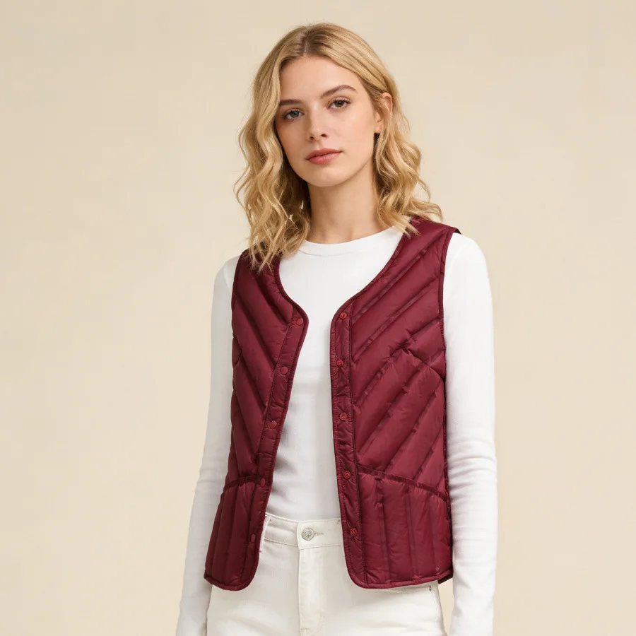 90 White Duck Down Down Jacket Women's Short Vest 2026 New Autumn/Winter V-neck Fashionable Thin Light Inner Wear Outer Jacket
90 White Duck Down Down Jacket Women's Short Vest 2026 New Autumn/Winter V-neck Fashionable Thin Light Inner Wear Outer Jacket