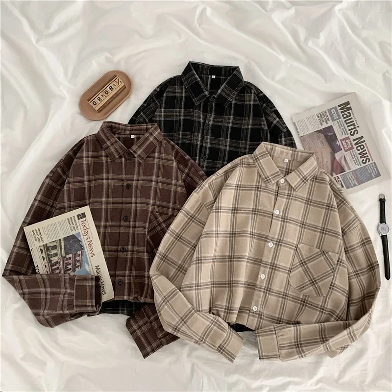 Women Shirts Baggy Plaid Long Sleeve Chic Fashion Simple Casual New Females Spring Tops All-match Streetwear Retro Ulzzang
Women Shirts Baggy Plaid Long Sleeve Chic Fashion Simple Casual New Females Spring Tops All-match Streetwear Retro Ulzzang