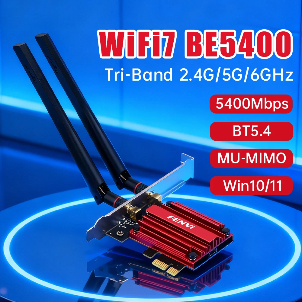 Fenvi WiFi 7 BE5400 PCIE Adapter Tri Band 2.4G/5G/6Ghz Bluetooth 5.4 5400M Wireless WiFi 7 Network Adapter For Win10/11
Fenvi WiFi 7 BE5400 PCIE Adapter Tri Band 2.4G/5G/6Ghz Bluetooth 5.4 5400M Wireless WiFi 7 Network Adapter For Win10/11