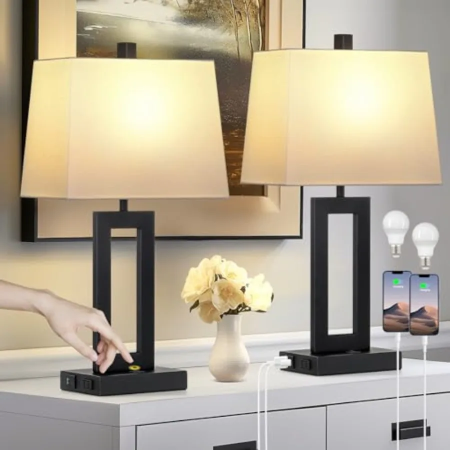 Table Lamp Set of 2 with USB C+A Ports and AC Outlet, Bedside Lamps, Modern Bedroom Lamps, Black Lamps for Bedroom Living Room,
Table Lamp Set of 2 with USB C+A Ports and AC Outlet, Bedside Lamps, Modern Bedroom Lamps, Black Lamps for Bedroom Living Room,