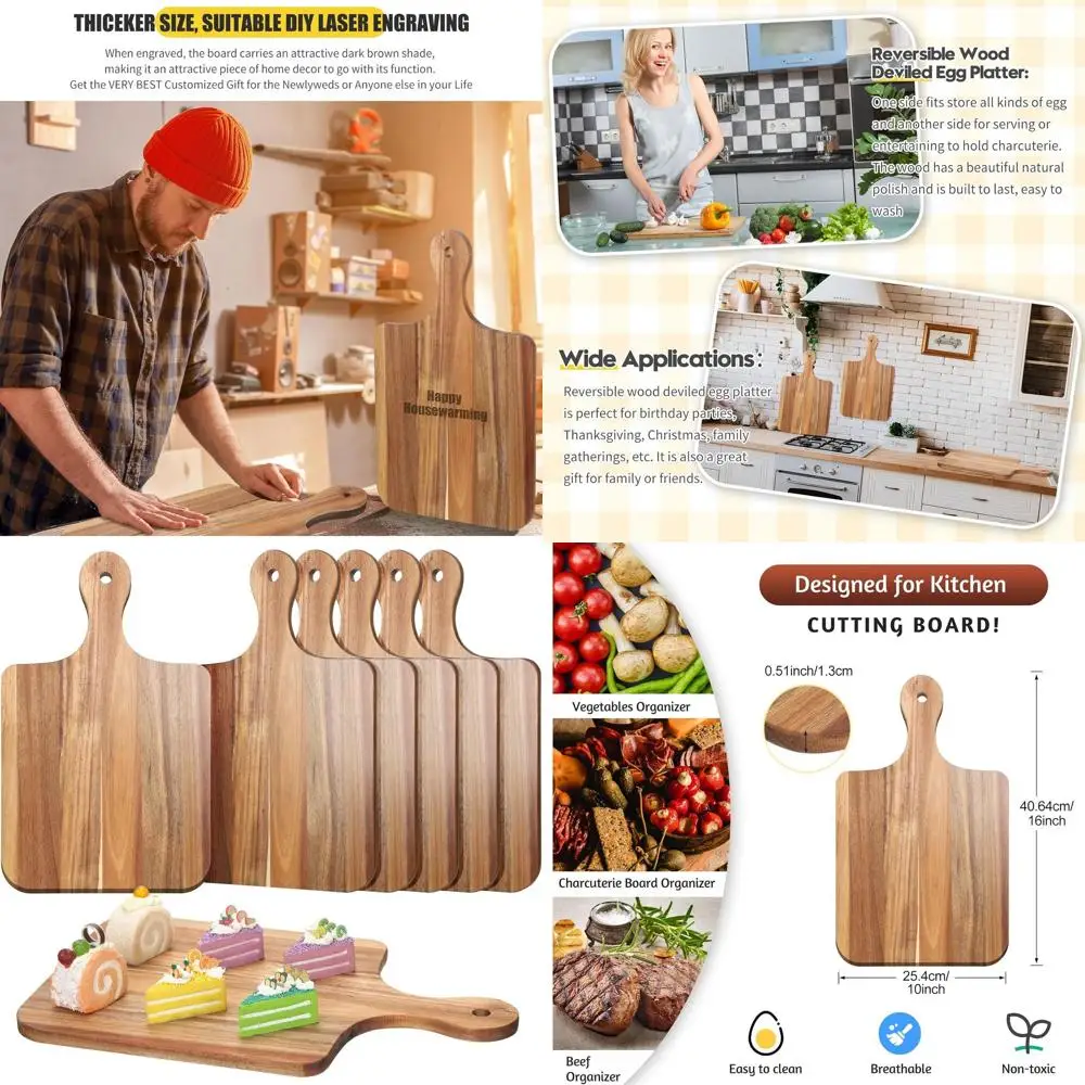 Bulk Acacia Wood Cutting Boards - 6 Thick Chopping Boards with Handles, 16x10 Inches, Ideal for Engraving & Serving at Weddings
Bulk Acacia Wood Cutting Boards - 6 Thick Chopping Boards with Handles, 16x10 Inches, Ideal for Engraving & Serving at Weddings