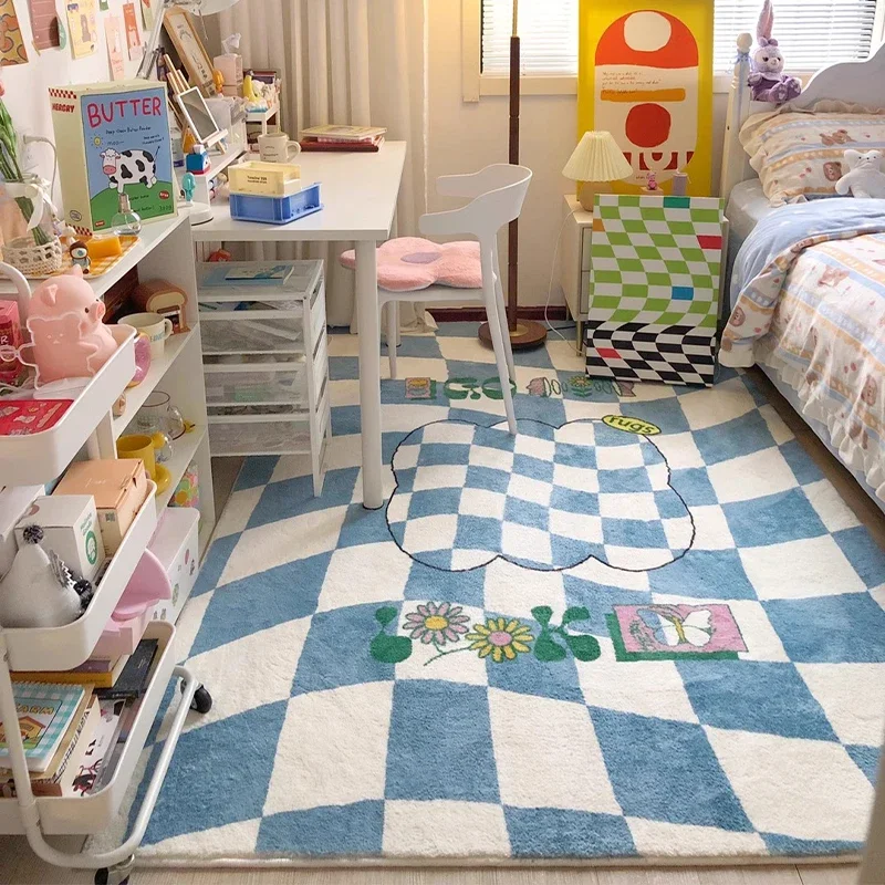 Bedroom Carpet Bedside Floor Mat Blue Plaid Flower Carpets Home Decoration Rug High-end Luxury Room Interior Rugs Soft Fluffy
Bedroom Carpet Bedside Floor Mat Blue Plaid Flower Carpets Home Decoration Rug High-end Luxury Room Interior Rugs Soft Fluffy