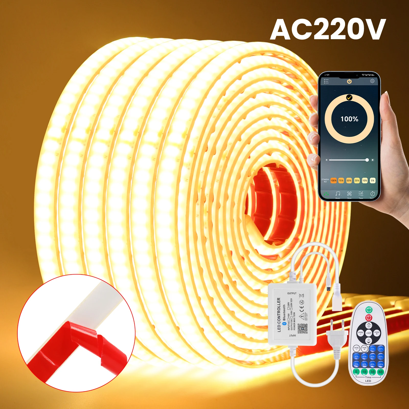 Неоновая лента Bluetooth COB IP67, водонепроницаемая, 220 В, 240 светодиодов/м, гибкая светодиодная лента RA90, супер яркий неоновый свет FOB с вилкой питания ЕС, Великобритании
Неоновая лента Bluetooth COB IP67, водонепроницаемая, 220 В, 240 светодиодов/м, гибкая светодиодная лента RA90, супер яркий неоновый свет FOB с вилкой питания ЕС, Великобритании