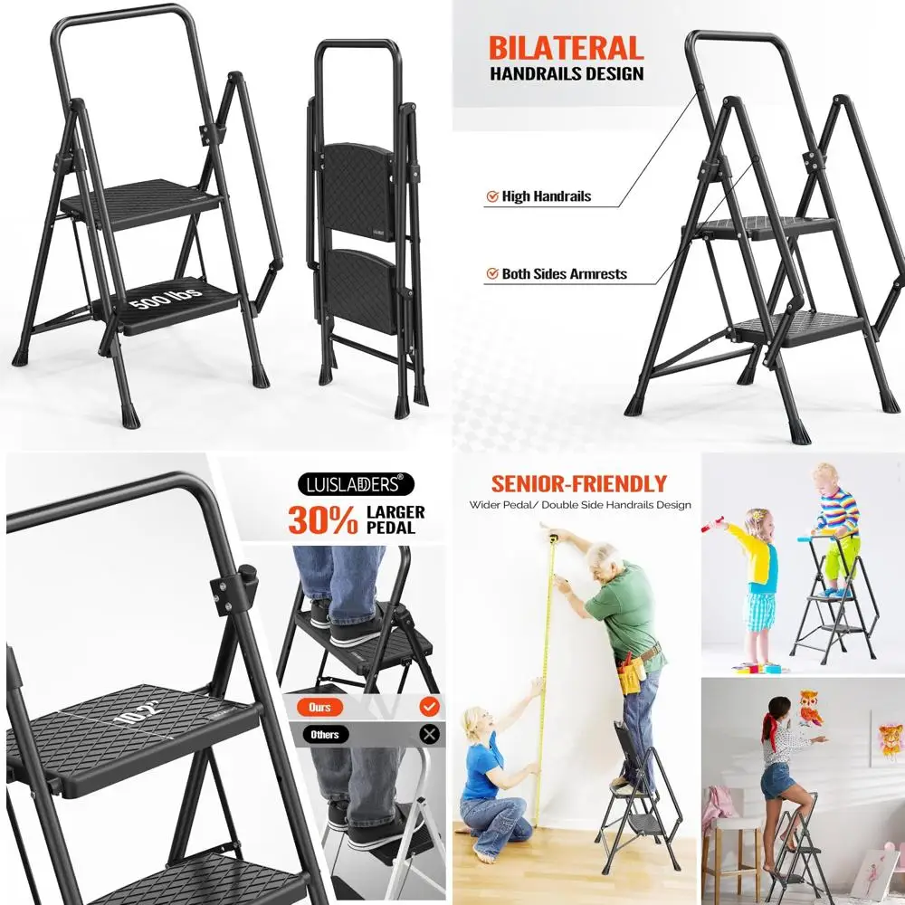 Folding Lightweight 2-Step Ladder with Anti-Slip Treads and Handrails, 500lbs Capacity, Compact Step Stool for Home and Office U
Folding Lightweight 2-Step Ladder with Anti-Slip Treads and Handrails, 500lbs Capacity, Compact Step Stool for Home and Office U