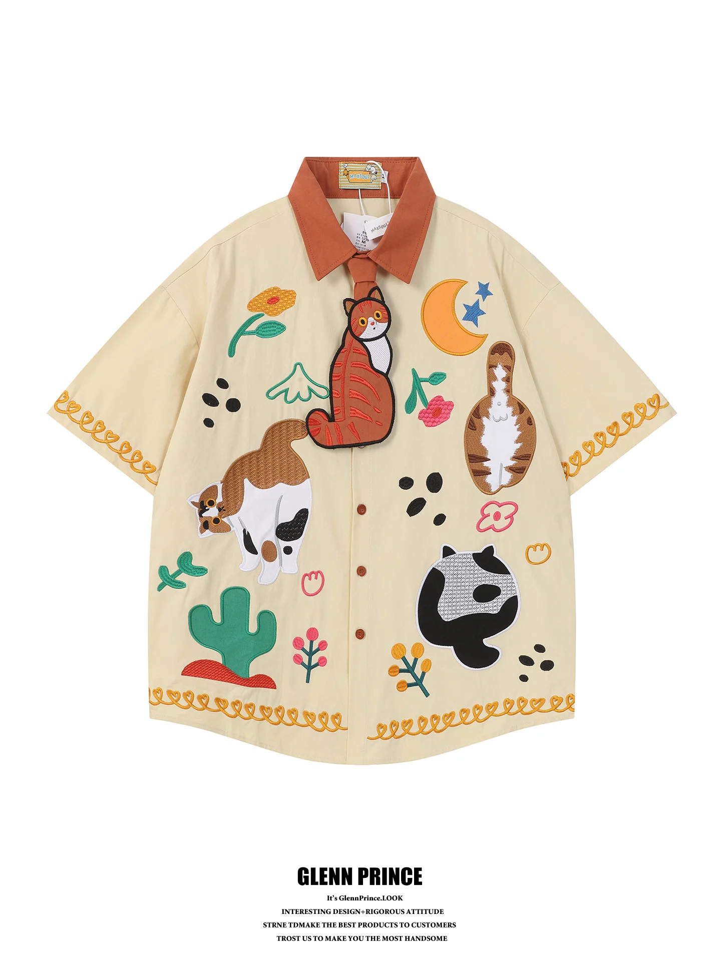 GPstudio Retro Fun Embroidery Short Sleeve Men's Shirt Summer Dopaamine Half Sleeve Shirt Cotton Loose Fit Youth Style
GPstudio Retro Fun Embroidery Short Sleeve Men's Shirt Summer Dopaamine Half Sleeve Shirt Cotton Loose Fit Youth Style