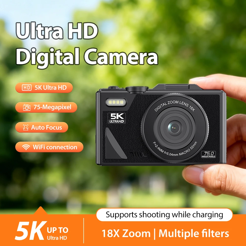 4K Ultra HD Camera with 75MP Photography, 1.3 Inch Super Clear Display, WiFi Connection, Support Charging While Recording, Time
4K Ultra HD Camera with 75MP Photography, 1.3 Inch Super Clear Display, WiFi Connection, Support Charging While Recording, Time