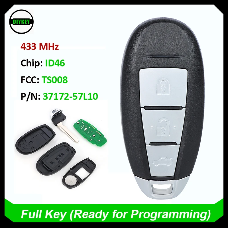 Умный ключ DIYKEY, дистанционный брелок без ключа 433 МГц-TS008 37172-57L10 для Suzuki Swift Kizashi 2010 2011 2012 2013 2014 2015 2016
Умный ключ DIYKEY, дистанционный брелок без ключа 433 МГц-TS008 37172-57L10 для Suzuki Swift Kizashi 2010 2011 2012 2013 2014 2015 2016