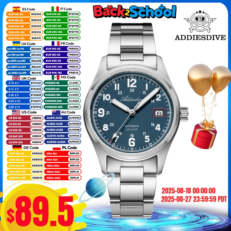 ADDIESDIVE Top Brand Automatic Mechanical Watch BGW9 Super Luminous Sapphire Glass 20Bar Diving Vintage Men Watches Reloj Hombre
ADDIESDIVE Top Brand Automatic Mechanical Watch BGW9 Super Luminous Sapphire Glass 20Bar Diving Vintage Men Watches Reloj Hombre