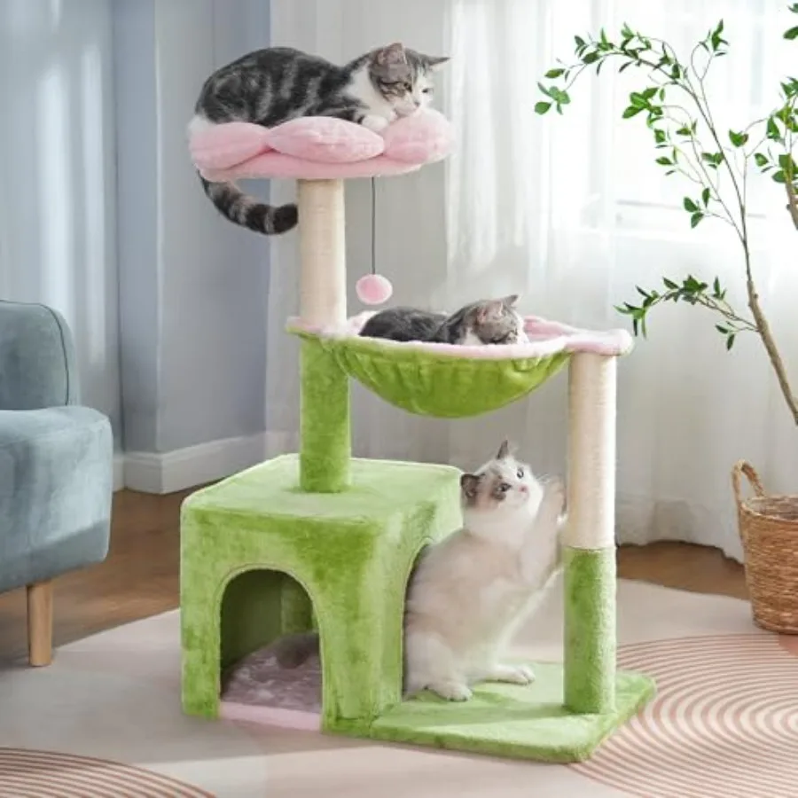 Когтеточка-дерево Flower Cat Tree 34 с 34 элементами для лазания, маленькая кошачья башня для крупных кошек, с большим гамаком 15,7 дюйма, съемной верхней лежанкой и широким домиком
Когтеточка-дерево Flower Cat Tree 34 с 34 элементами для лазания, маленькая кошачья башня для крупных кошек, с большим гамаком 15,7 дюйма, съемной верхней лежанкой и широким домиком