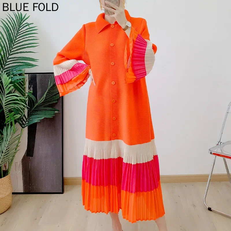 MIYAKE PLEATS Плиссированное платье с длинными рукавами, кардиган с цветными блоками, контрастный цвет, с рюшами, новый стиль, весна и лето
MIYAKE PLEATS Плиссированное платье с длинными рукавами, кардиган с цветными блоками, контрастный цвет, с рюшами, новый стиль, весна и лето