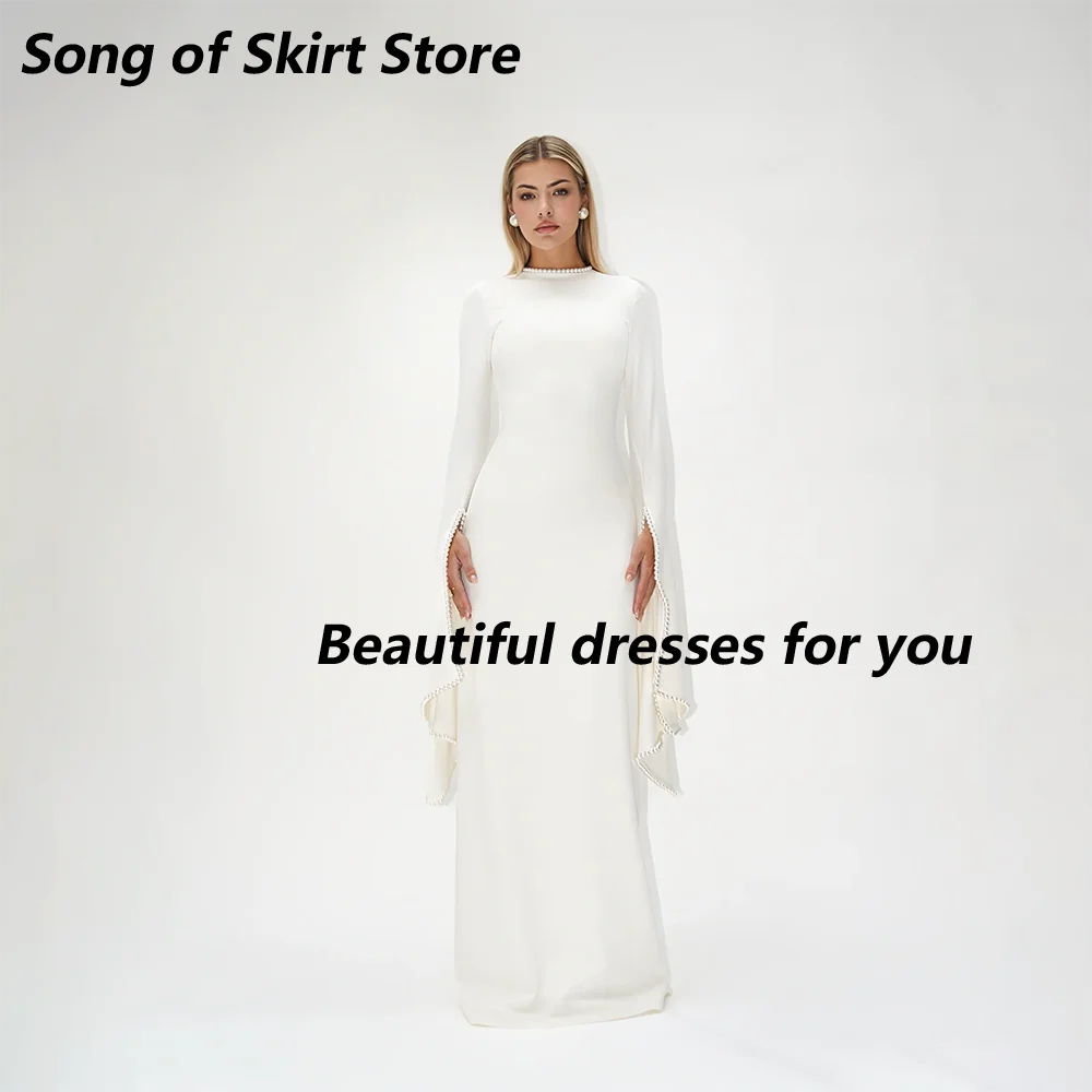 Elegant Long Sleeves Evening Dresses Customized O-Neck Jersey Pearl A-line Prom Dresses for Special Occasions Formal Gowns
Elegant Long Sleeves Evening Dresses Customized O-Neck Jersey Pearl A-line Prom Dresses for Special Occasions Formal Gowns