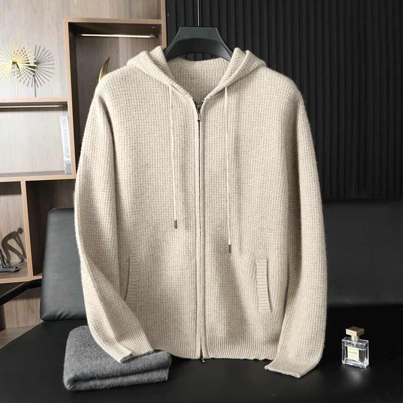 2025 High-End Men's 100% Pure Cashmere Cardigan Hooded Zipper Sweater Autumn Winter New Simple Casual Versatile Warm Coat
2025 High-End Men's 100% Pure Cashmere Cardigan Hooded Zipper Sweater Autumn Winter New Simple Casual Versatile Warm Coat