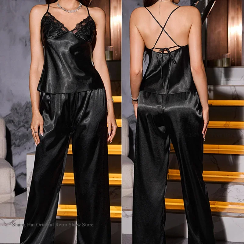 Новый летний женский пижамный комплект с подтяжками и брюками, сексуальный кружевной пижамный костюм без рукавов, домашняя одежда, свободная шелковая атласная домашняя одежда, ночное белье
Новый летний женский пижамный комплект с подтяжками и брюками, сексуальный кружевной пижамный костюм без рукавов, домашняя одежда, свободная шелковая атласная домашняя одежда, ночное белье