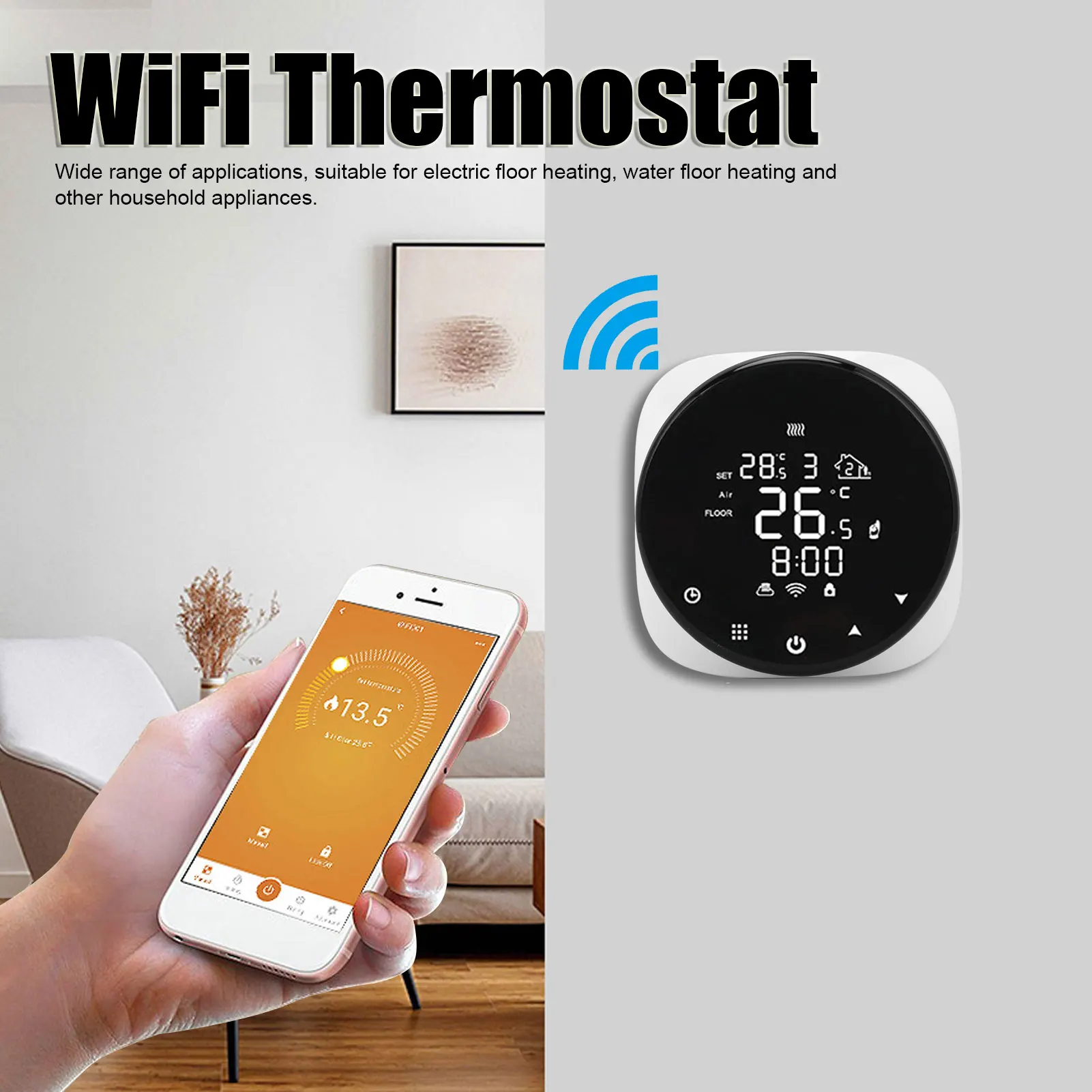 16A Smart WiFi Thermostat for Water/Electric Floor Heating Water Gas Boiler AC90‑240V Home Temperature Controller
16A Smart WiFi Thermostat for Water/Electric Floor Heating Water Gas Boiler AC90‑240V Home Temperature Controller