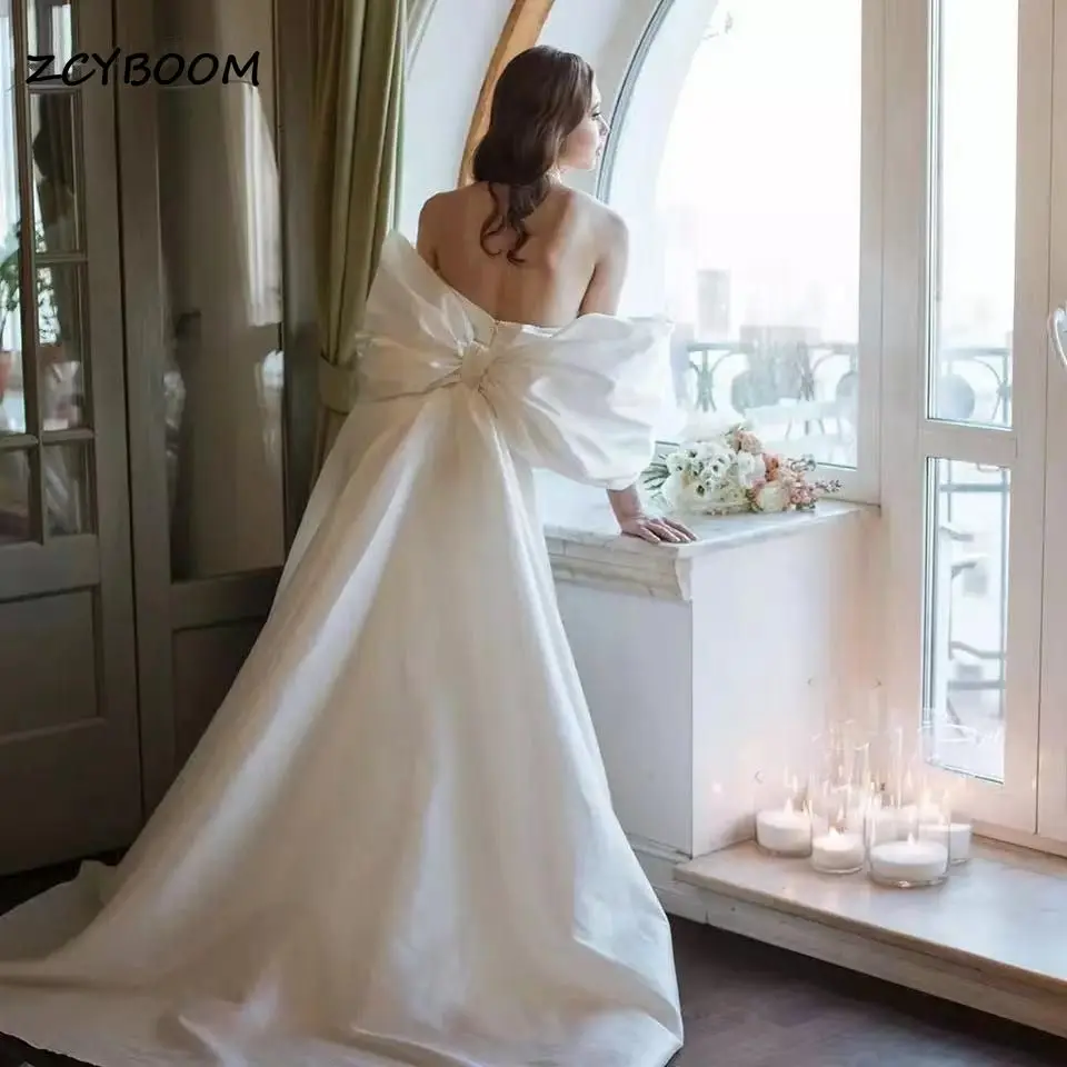 Elegant White A-Line Off Shoulder Removeable Puffy Sleeves Bow With Long Ribbon Taffeta Chic Romantic Bow Evening Party Dresses
Elegant White A-Line Off Shoulder Removeable Puffy Sleeves Bow With Long Ribbon Taffeta Chic Romantic Bow Evening Party Dresses