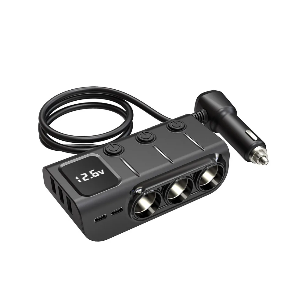 120W PD Fast Car Charger with 3 Independent Switches, Smart Digital Display Cigarette Lighter Adapter with Voltage Monitoring
120W PD Fast Car Charger with 3 Independent Switches, Smart Digital Display Cigarette Lighter Adapter with Voltage Monitoring