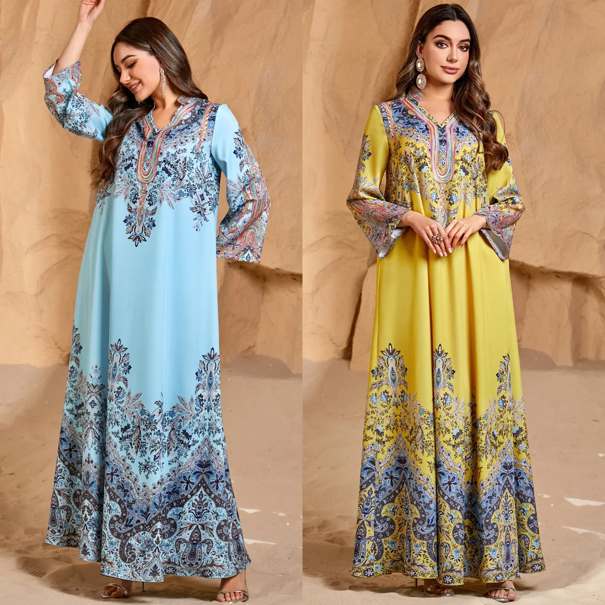 4288 New Fashion Printed Women's Muslim Robe Casual Round Neck Loose Dress Robe Abaya Ramadan Dubai Luxury Islam Elegant
4288 New Fashion Printed Women's Muslim Robe Casual Round Neck Loose Dress Robe Abaya Ramadan Dubai Luxury Islam Elegant