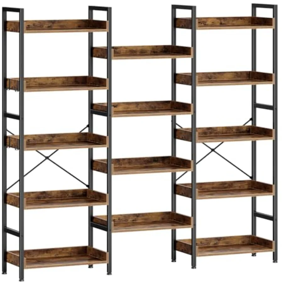 Bookshelf 5 Tiers Triple Bookcase with Open Display Shelves Industrial Wide Bookshelf with Metal Frame for Living Room Office R
Bookshelf 5 Tiers Triple Bookcase with Open Display Shelves Industrial Wide Bookshelf with Metal Frame for Living Room Office R