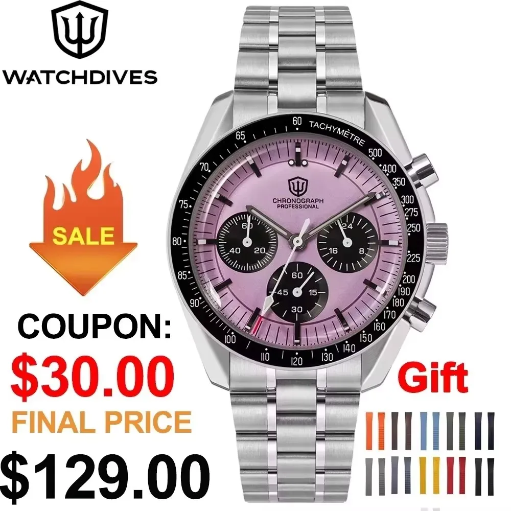 Watchdives WD1863 39mm Watch VK63 Quartz Chronograph Movement Bubble Sapphire Crystal 10Bar Waterproof Luminous Vintage Watches
Watchdives WD1863 39mm Watch VK63 Quartz Chronograph Movement Bubble Sapphire Crystal 10Bar Waterproof Luminous Vintage Watches