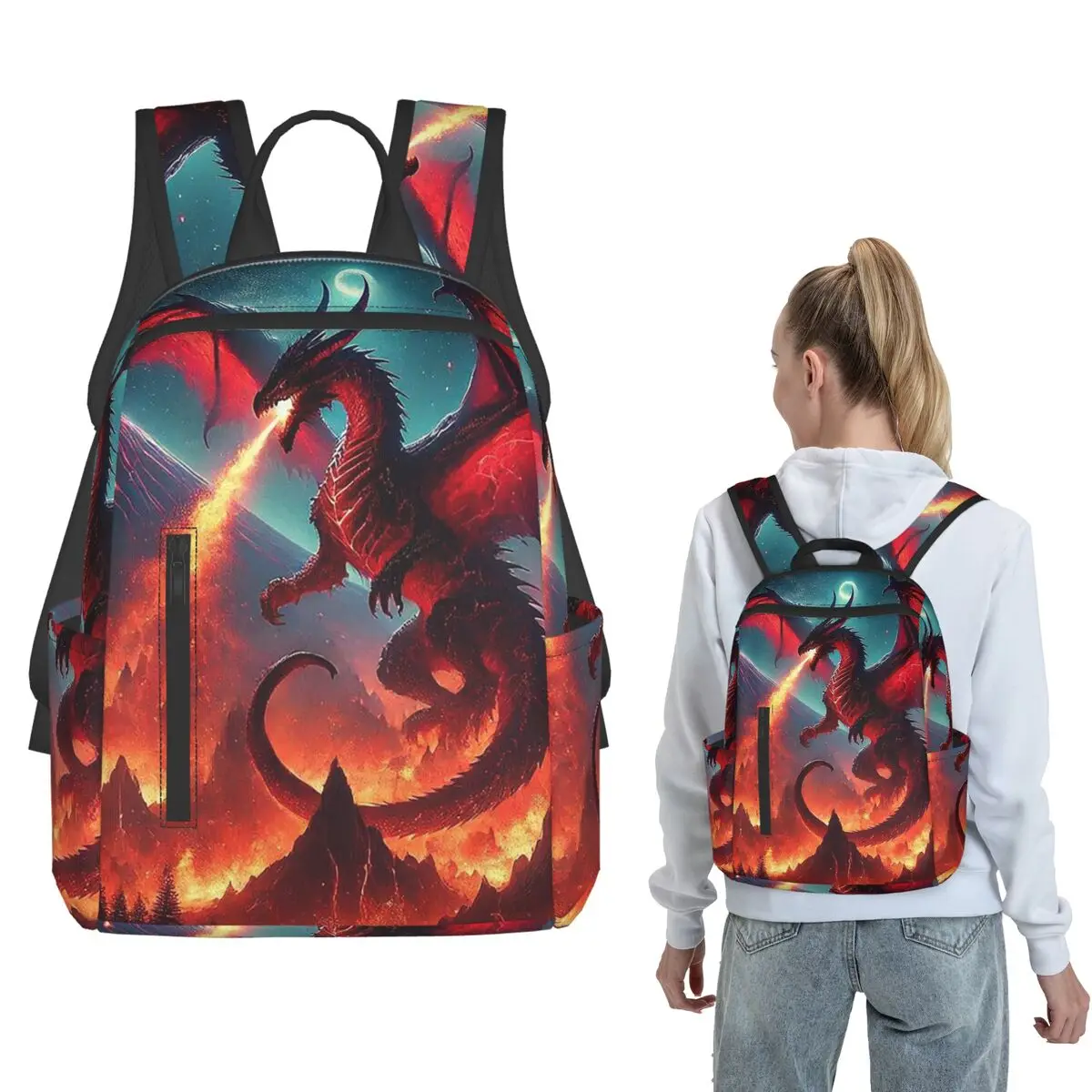 Flame Breathing Dragon Backpack Large Capacity Children BookBag School Bag Shoulder Bags for Men Women
Flame Breathing Dragon Backpack Large Capacity Children BookBag School Bag Shoulder Bags for Men Women