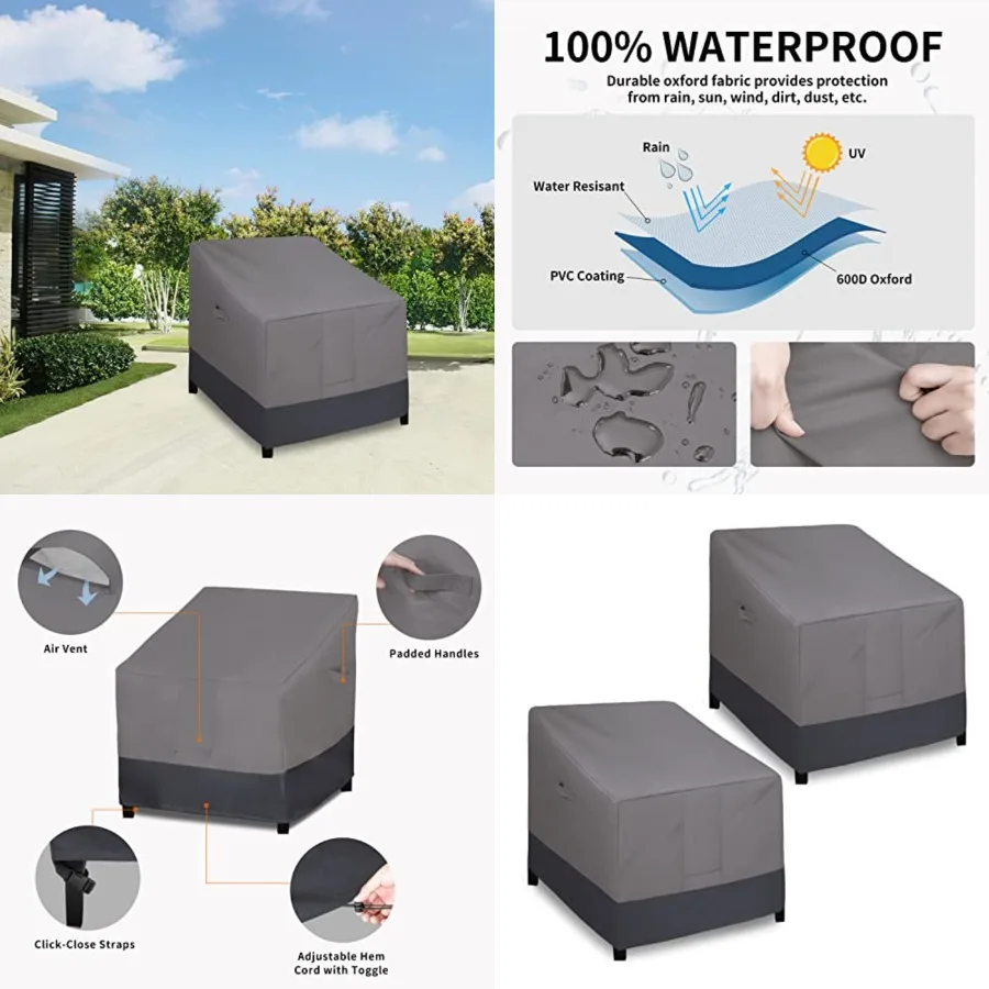 Outdoor Chair Cover Waterproof, Heavy Duty Patio Chair Cover, Windproof Outdoor Furniture Cover with Air Vent inch
Outdoor Chair Cover Waterproof, Heavy Duty Patio Chair Cover, Windproof Outdoor Furniture Cover with Air Vent inch