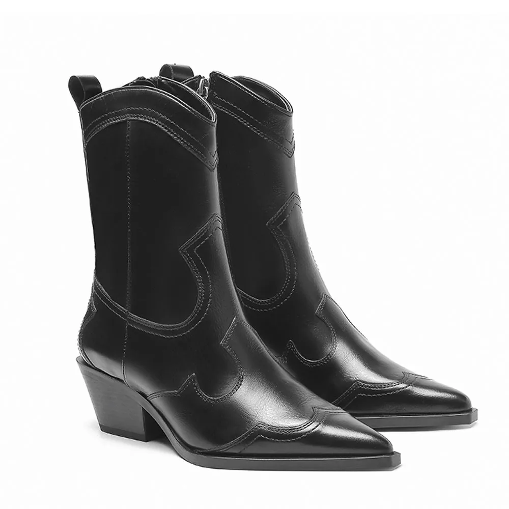 FWRD Women's Black Leather Block Heel Ankle Boots, Square Toe Retro Western Look, Cozy & Durable for FallWinter #FWRD000366
FWRD Women's Black Leather Block Heel Ankle Boots, Square Toe Retro Western Look, Cozy & Durable for FallWinter #FWRD000366