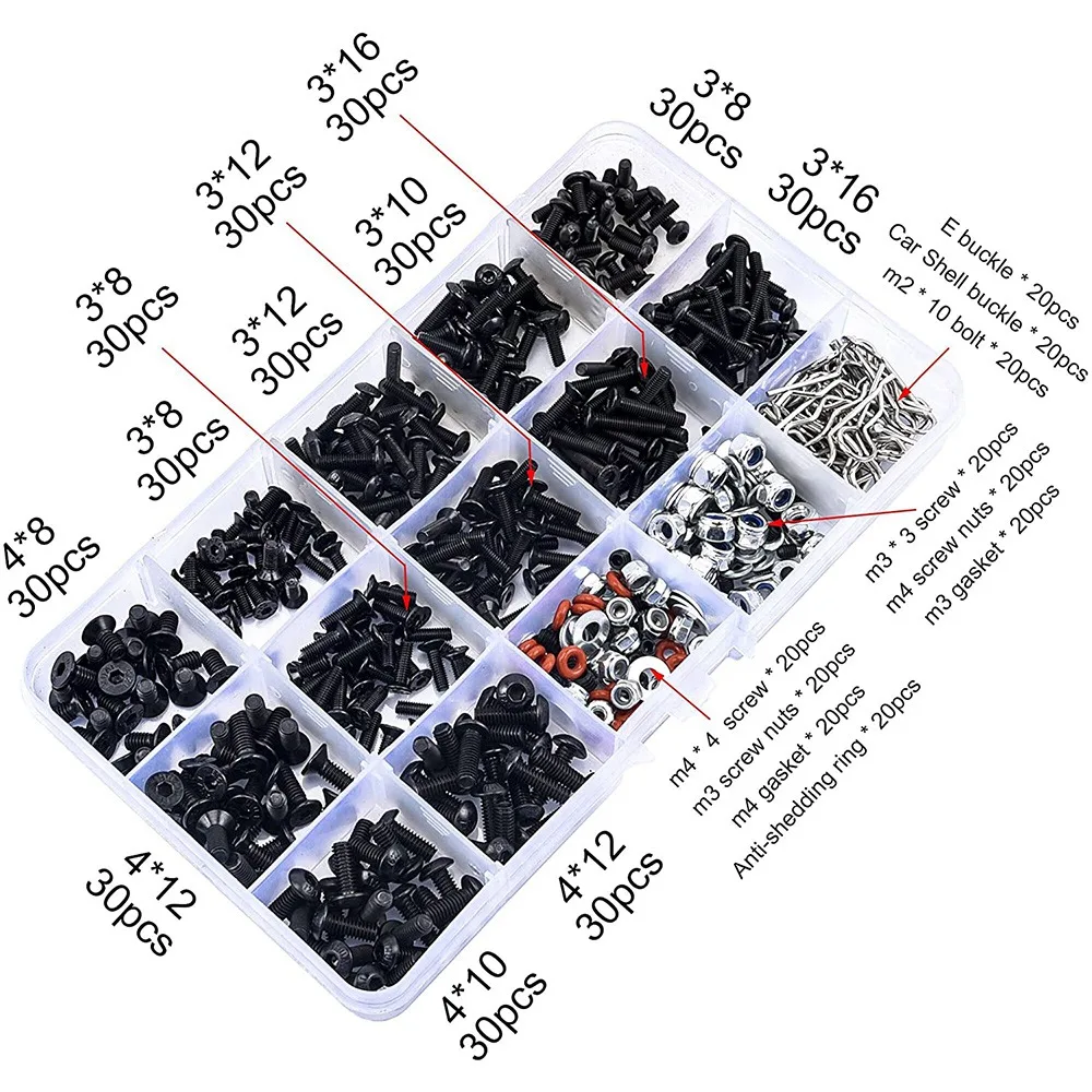 N03R-500Pcs Universal RC Screw Kit Hardware Fasteners Set For Traxxas Axial Redcat HPI Arrma Losi 1/8 1/10 1/12 1/16 RC Cars 
N03R-500Pcs Universal RC Screw Kit Hardware Fasteners Set For Traxxas Axial Redcat HPI Arrma Losi 1/8 1/10 1/12 1/16 RC Cars