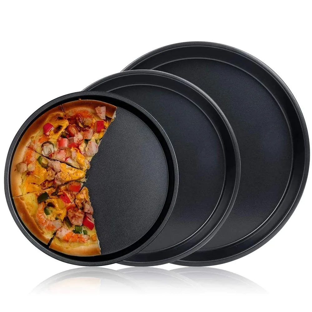Kitchen Pizza Mould Pan Carbon Steel Ware Baking Pan Round Pizza Tray Round Baking Tray Heat-Resistant for Home Pie Tins Black
Kitchen Pizza Mould Pan Carbon Steel Ware Baking Pan Round Pizza Tray Round Baking Tray Heat-Resistant for Home Pie Tins Black