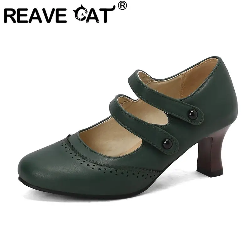 REAVE CAT Офисные женские туфли-лодочки с круглым носком, необычные каблуки 6 см, двойная пряжка, ремешок, большой размер 45, 46 47 48 Мягкая повседневная женская обувь, весна
REAVE CAT Офисные женские туфли-лодочки с круглым носком, необычные каблуки 6 см, двойная пряжка, ремешок, большой размер 45, 46 47 48 Мягкая повседневная женская обувь, весна
